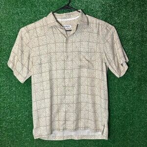 Tommy Bahama Beige and‎ cream Floral Button Up Shirt Size Small